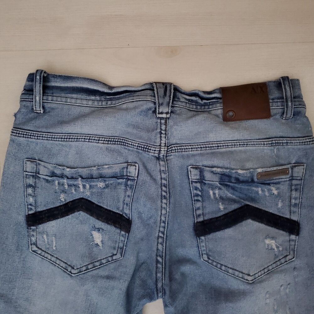 Armani Exchange AX Distressed Denim Jeans Mens Size 30S Grunge Y2K Streetwear - Picture 5 of 9